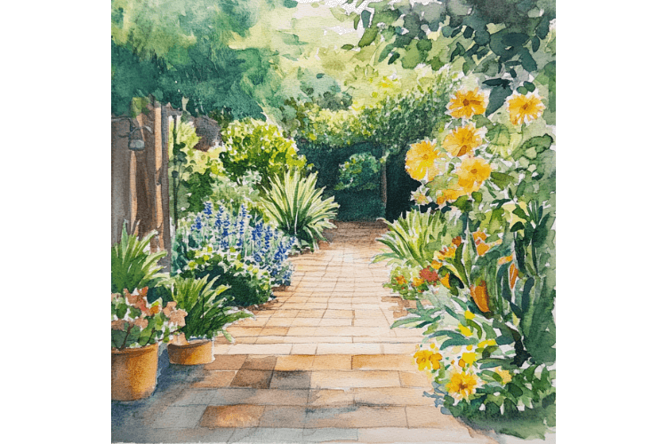 watercolour of garden